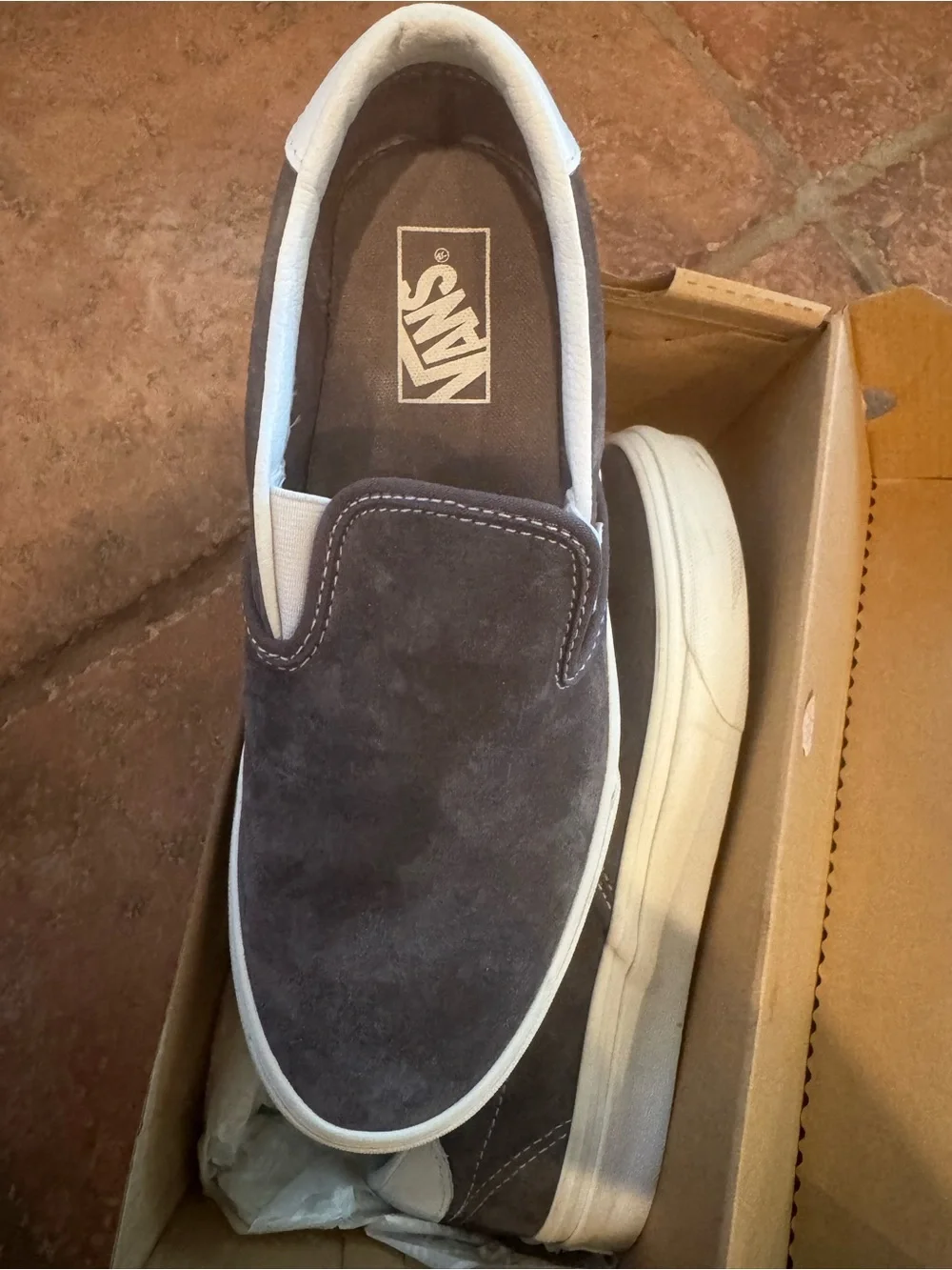 Vans Slip-On Suede Sneakers in Grey Suede NEW
